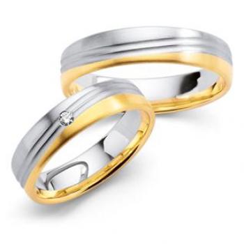 Trauringe Weiss-Gelbgold von Fischer 05 01310/050