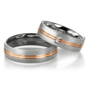 Trauringe Weiss-Rotgold von Fischer 05 01403/060