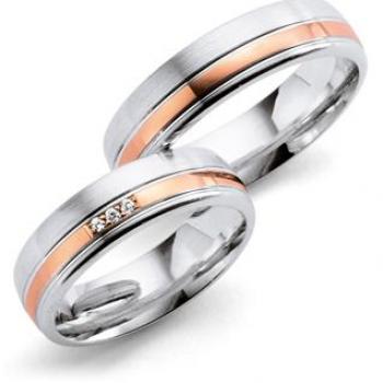 Trauringe Weiss-Rotgold von Fischer 05 01579/060