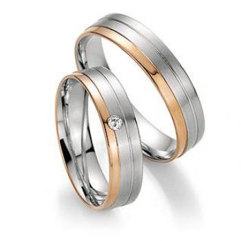 Trauringe Weiss-Rotgold von Fischer 05 05497/050