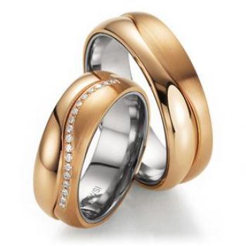 Trauringe Weiss-Rosegold von Fischer 05 07158/068