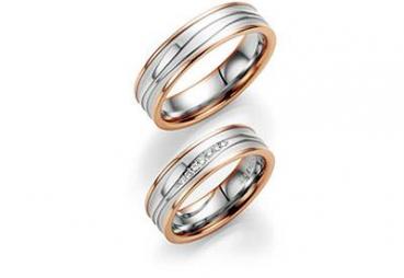 Trauringe Weiss-Rotgold von Fischer 05 05509/060