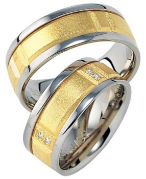 Trauringe Weiss-Gelbgold von Furrer Jacot 71-80690 + 71-24690