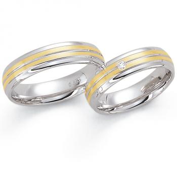 Trauringe Weiss-Gelbgold von Fischer 05 02557/055