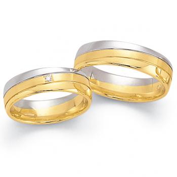 Trauringe Weiss-Gelbgold von Fischer 05 05029/060