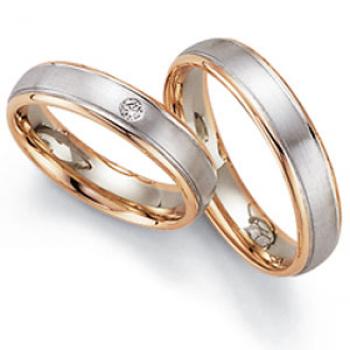 Trauringe Weiss-Rotgold von Fischer 05 02092/050