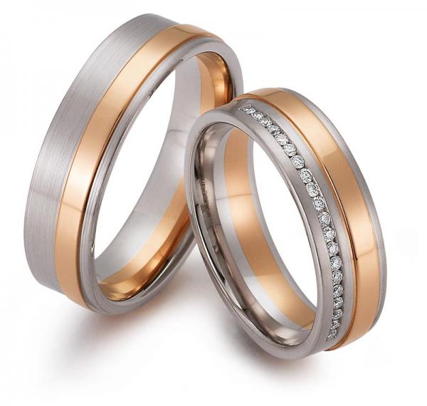 Trauringe Weiss-Rotgold von Gerstner 4/27543/6 + 27543/6