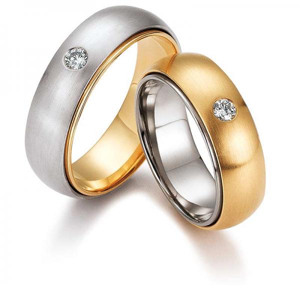 Trauringe Weiss-Gelbgold von Gerstner 4/28367/7 + 28367/7