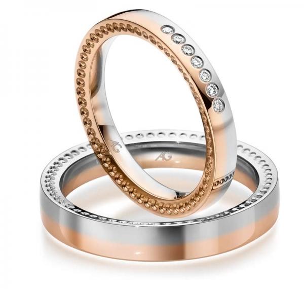 Trauringe Weiss-Rotgold von Gerstner 28827/4 + 4/28827/3