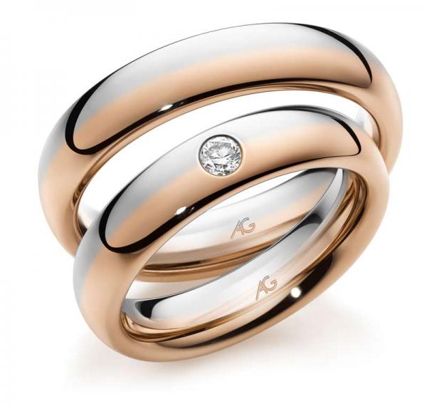 Trauringe Weiss-Rotgold von Gerstner 28833/5 + 4/28833/5