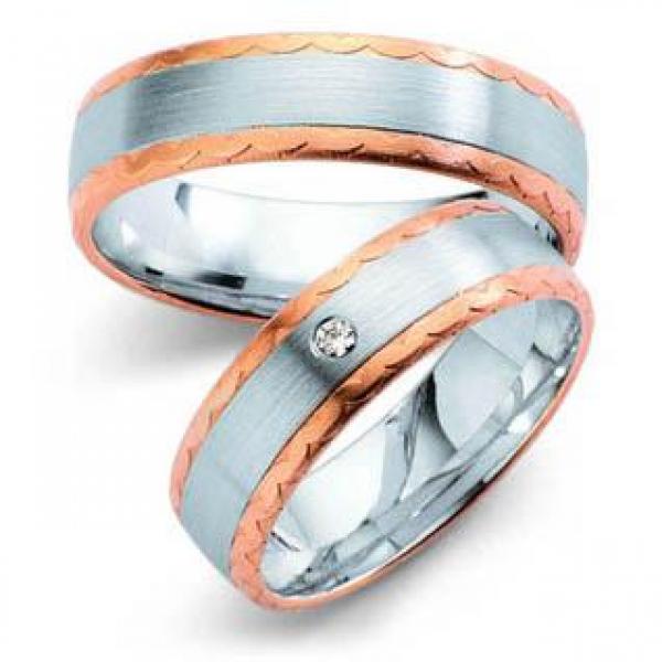 Trauringe Weiss-Rotgold von Fischer 05 01306/060