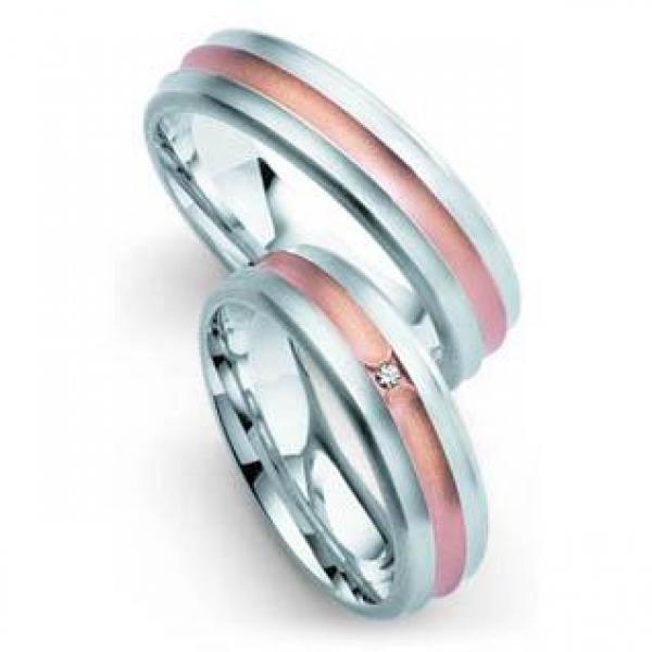 Trauringe Weiss-Rotgold von Fischer 05 01309/060