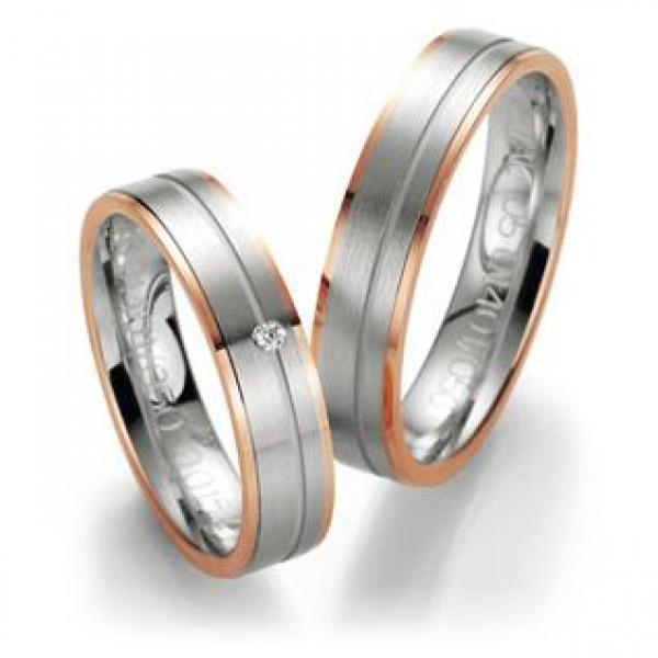 Trauringe Weiss-Rotgold von Fischer 05 01401/050