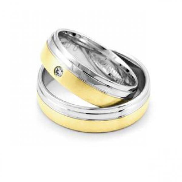 Trauringe Weiss-Gelbgold von Fischer 05 01539/060