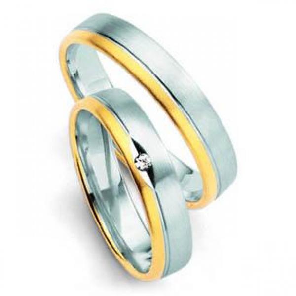 Trauringe Weiss-Gelbgold von Fischer 05 01545/045