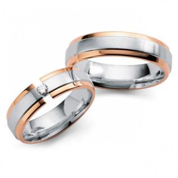 Trauringe Weiss-Rotgold von Fischer 05 01581/060