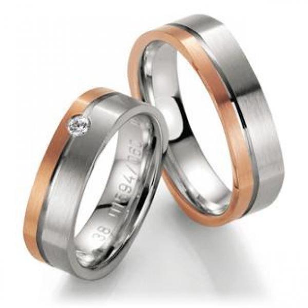 Trauringe Weiss-Rotgold von Fischer 05 01594/060