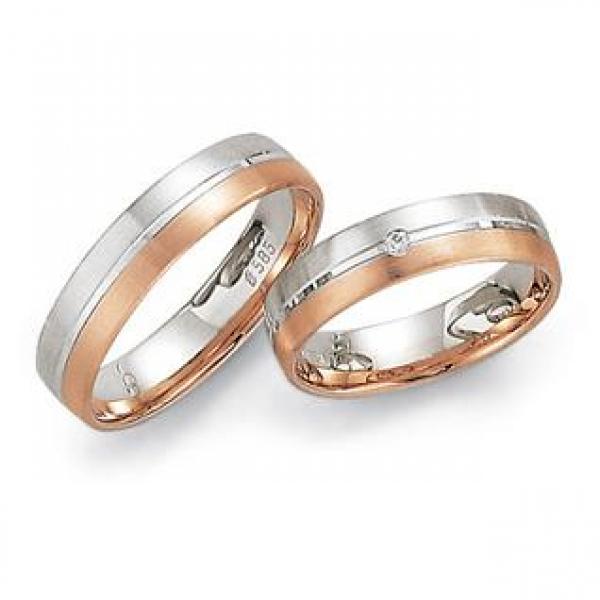 Trauringe Weiss-Rotgold von Fischer 05 02516/050