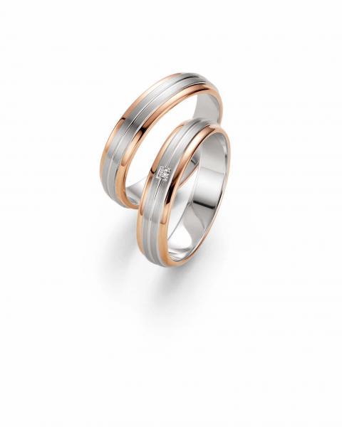Trauringe Weiss-Rotgold von Fischer 05 05456/045