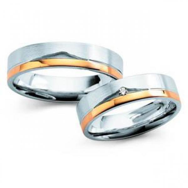 Trauringe Weiss-Rosegold von Fischer 05 05345/055