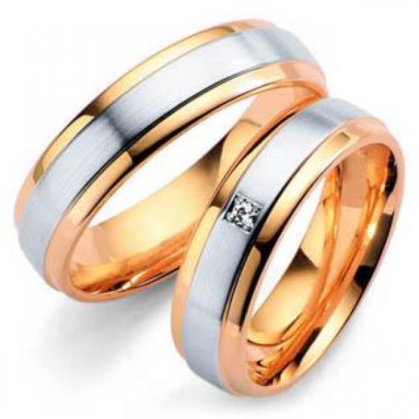 Trauringe Weiss-Rosegold von Fischer 05 05348/060