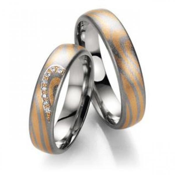 Trauringe Weiss-Rosegold von Fischer 05 07167/050