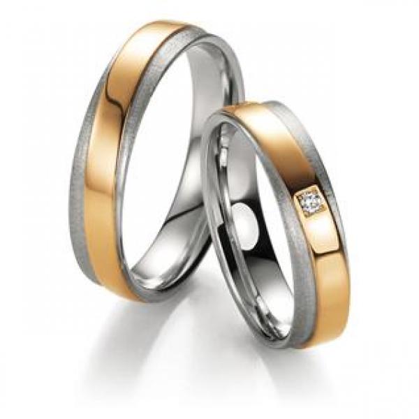 Trauringe Weiss-Rosegold von Fischer 05 07175/050