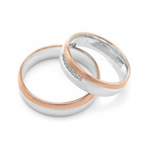 Trauringe Weiss-Rotgold von Fischer 05 07227/055