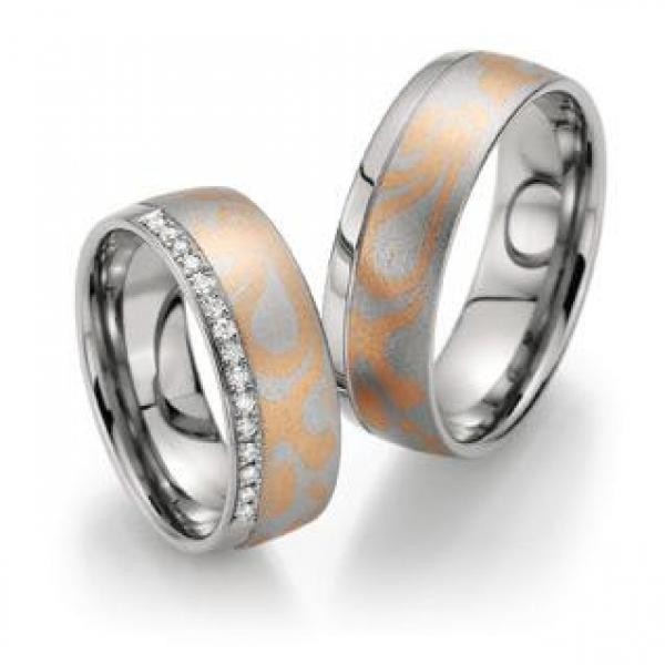 Trauringe Weiss-Rosegold von Fischer 05 07238/070