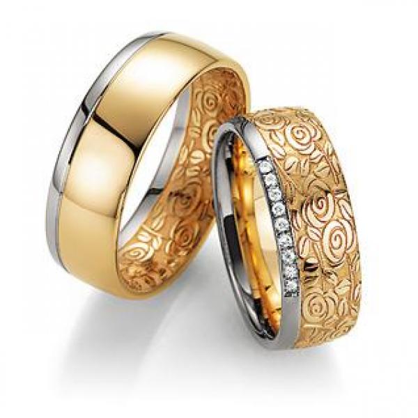 Trauringe Weiss-Rosegold von Fischer 05 07239/075