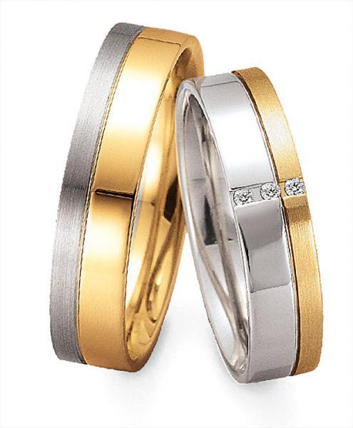 Trauringe Weiss-Gelbgold von Gettmann 8044.50 + 8045.50