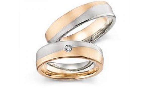 Trauringe Weiss-Rosegold von Fischer 05 05372/060