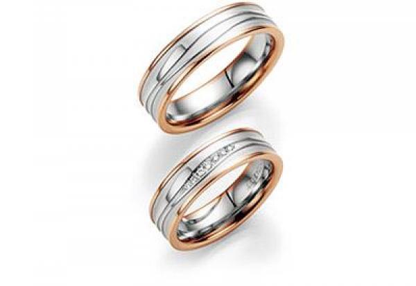 Trauringe Weiss-Rotgold von Fischer 05 05509/060