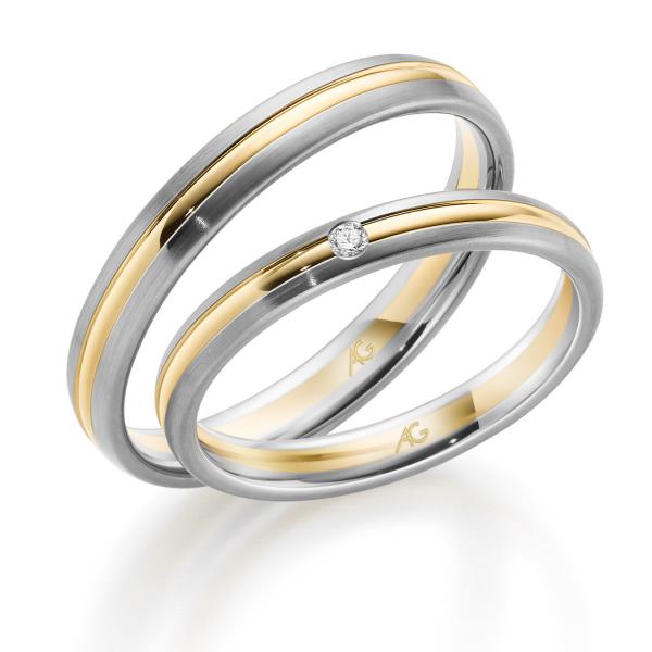 Trauringe Weiss-Gelbgold von Gerstner 4/28772/2.5