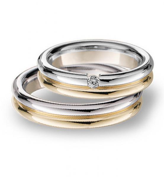 Trauringe Weiss-Gelbgold von Breuning 48 001070 / 48 001080