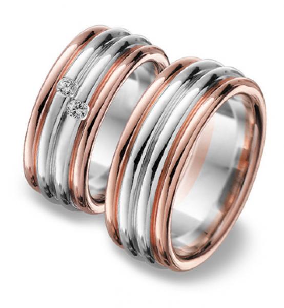 Trauringe Weiss-Rotgold von Breuning 48 001110 / 48 001120