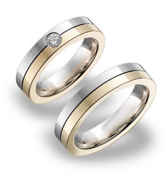 Trauringe Weiss-Gelbgold von Breuning 48 001190 / 48 001200