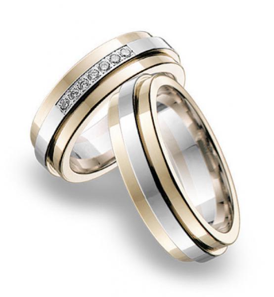 Trauringe Weiss-Gelbgold von Breuning 48 001210 / 48 001220