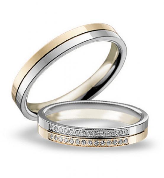 Trauringe Weiss-Gelbgold von Breuning 48 001310 / 48 001320