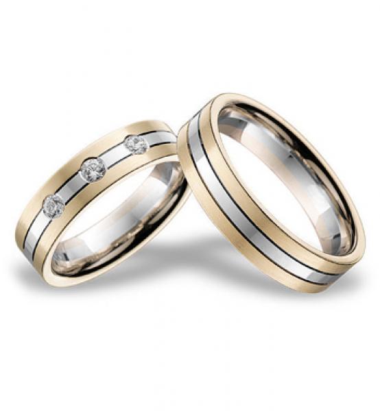 Trauringe Weiss-Gelbgold von Breuning 48 001330 / 48 001340