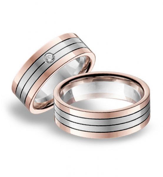 Trauringe Weiss-Rotgold von Breuning 48 001350 / 48 001360