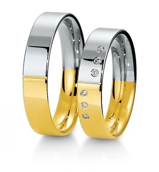 Trauringe Weiss-Gelbgold von Breuning 48 040590 / 48 040600