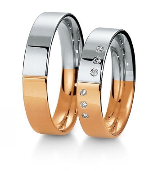 Trauringe Weiss-Gelbgold von Breuning 48 040590 / 48 040600