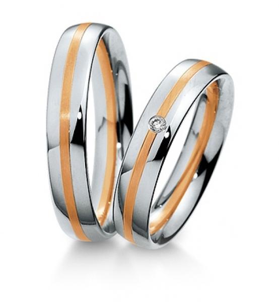 Trauringe Weiss-Rotgold von Breuning 48 040690 / 48 040700