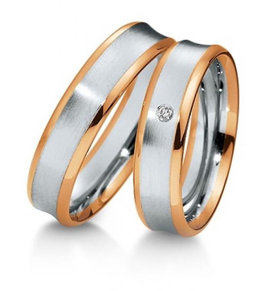 Trauringe Weiss-Rotgold von Breuning 48 040730 / 48 040740