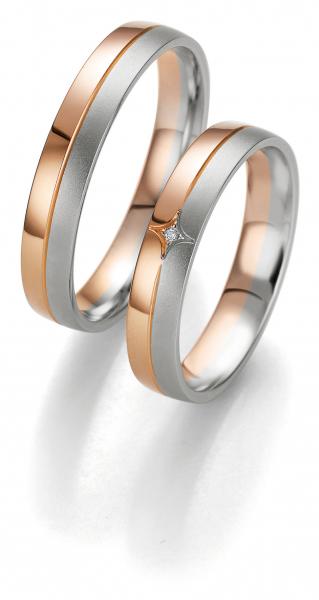 Trauringe Weiss-Rotgold von Breuning 48/07099 + 48/07100