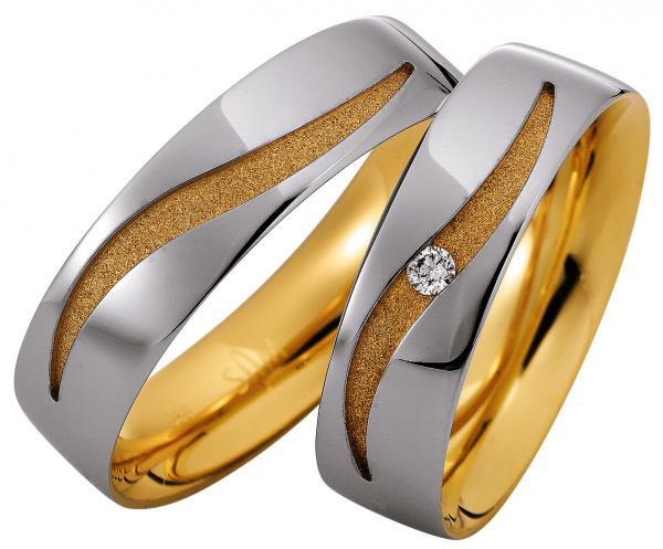 Trauringe Weiss-Gelbgold von Saint Maurice 49-81602 + 49-81603