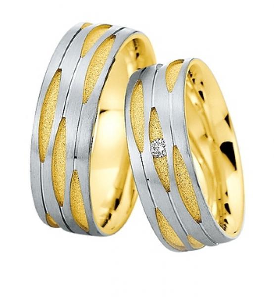 Trauringe Weiss-Gelbgold von Saint Maurice 816080 + 816090