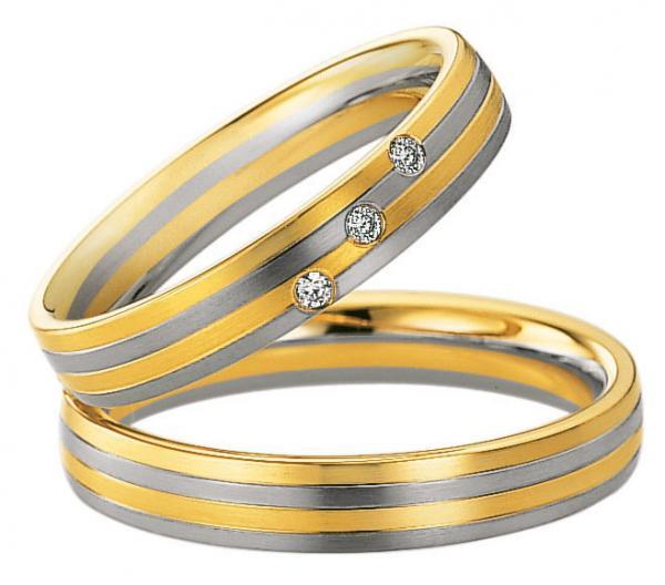 Trauringe Weiss-Gelbgold von Saint Maurice 49-82042 + 49-82043