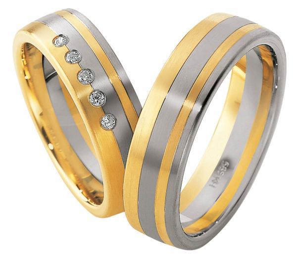 Trauringe Weiss-Gelbgold von Saint Maurice 49-82044 + 49-82045